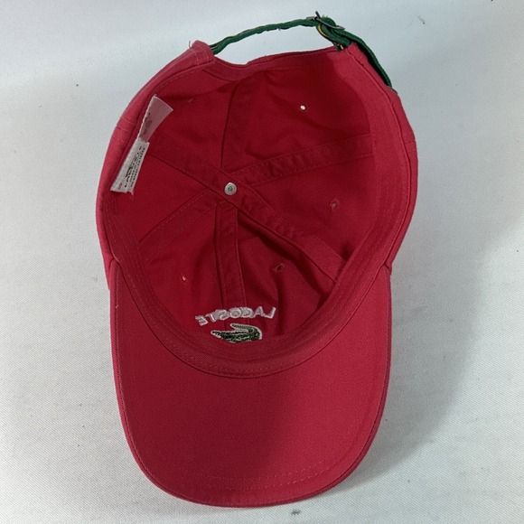 Vintage Lacoste Hat Cap Strap Back Adjustable Red Buckle Alligator Logo Strap - Picture 8 of 10
